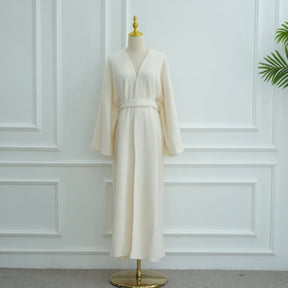 LR1125  Thick Winter Abaya Cardigan with Belt