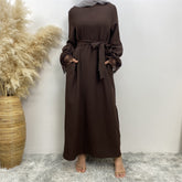 6723 plain Lace cuff abaya