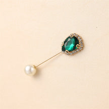 55646  Crystal Brooch with Colorful Zircon Gemstones, Long Pin