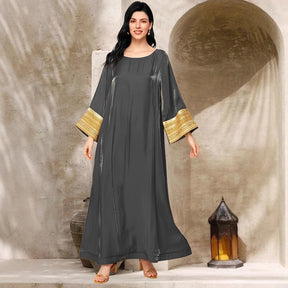 658  Shiny long dress plus size gold luxurious dress