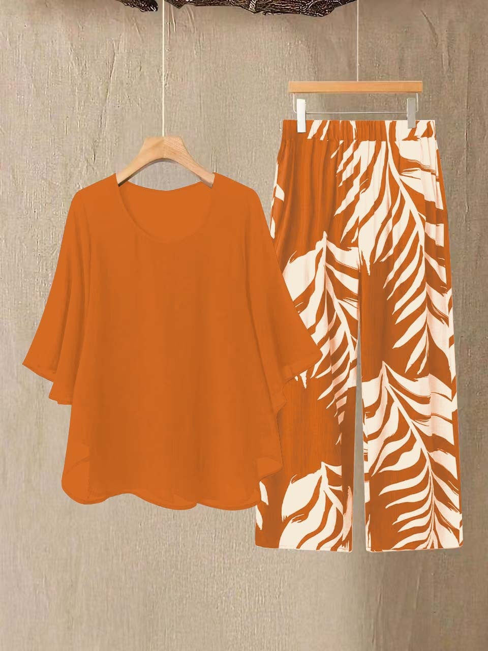 AL963438047152  Elegant Plus Size Chiffon Top & 4-Way Stretch Pants Set
