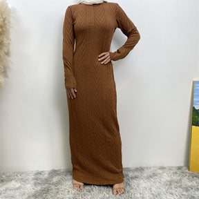 6435-1 plain Sweater base dress abaya