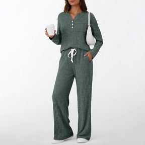 88516  Women's New Spring Jersey Ribbed Brushed 2-Piece Set