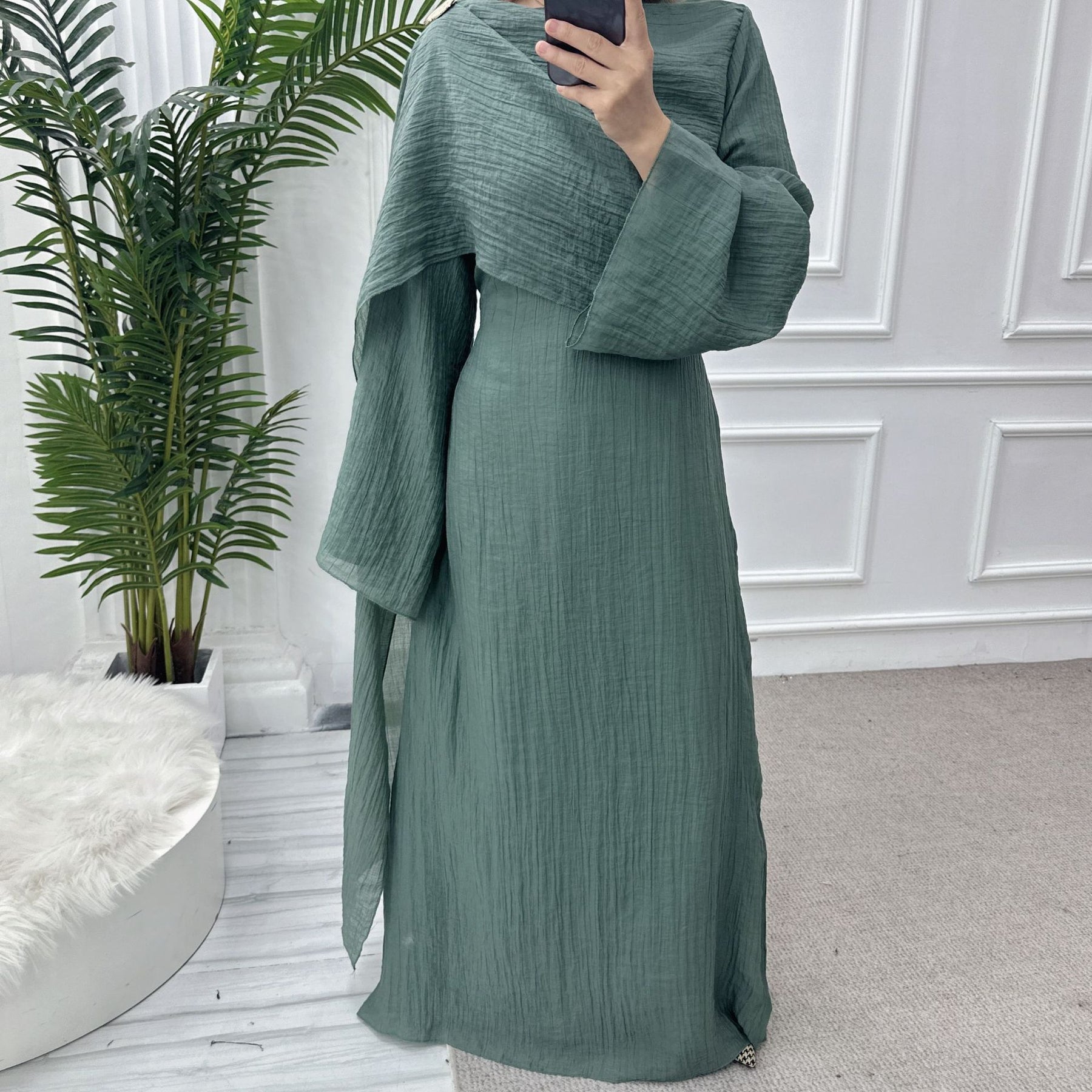 LR1088  Women's Plus Size Plain Double-Layer Ruffled Dress
