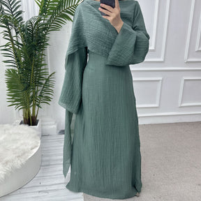 LR1088  Women's Plus Size Plain Double-Layer Ruffled Dress