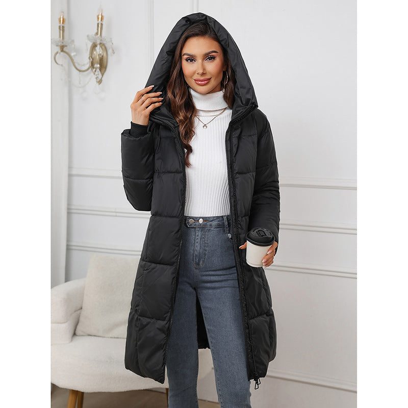W1836  Women's Hooded Mid-Length Slim Winter Cotton-Padded Coat