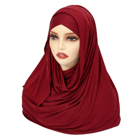 8216  Solid color forehead cross head scarf Middle East Malay headscarf Amazon hijab scarf hat