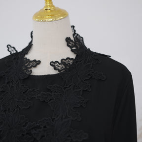 LR1184  Lace Splicing Cardigan and Inner Dress