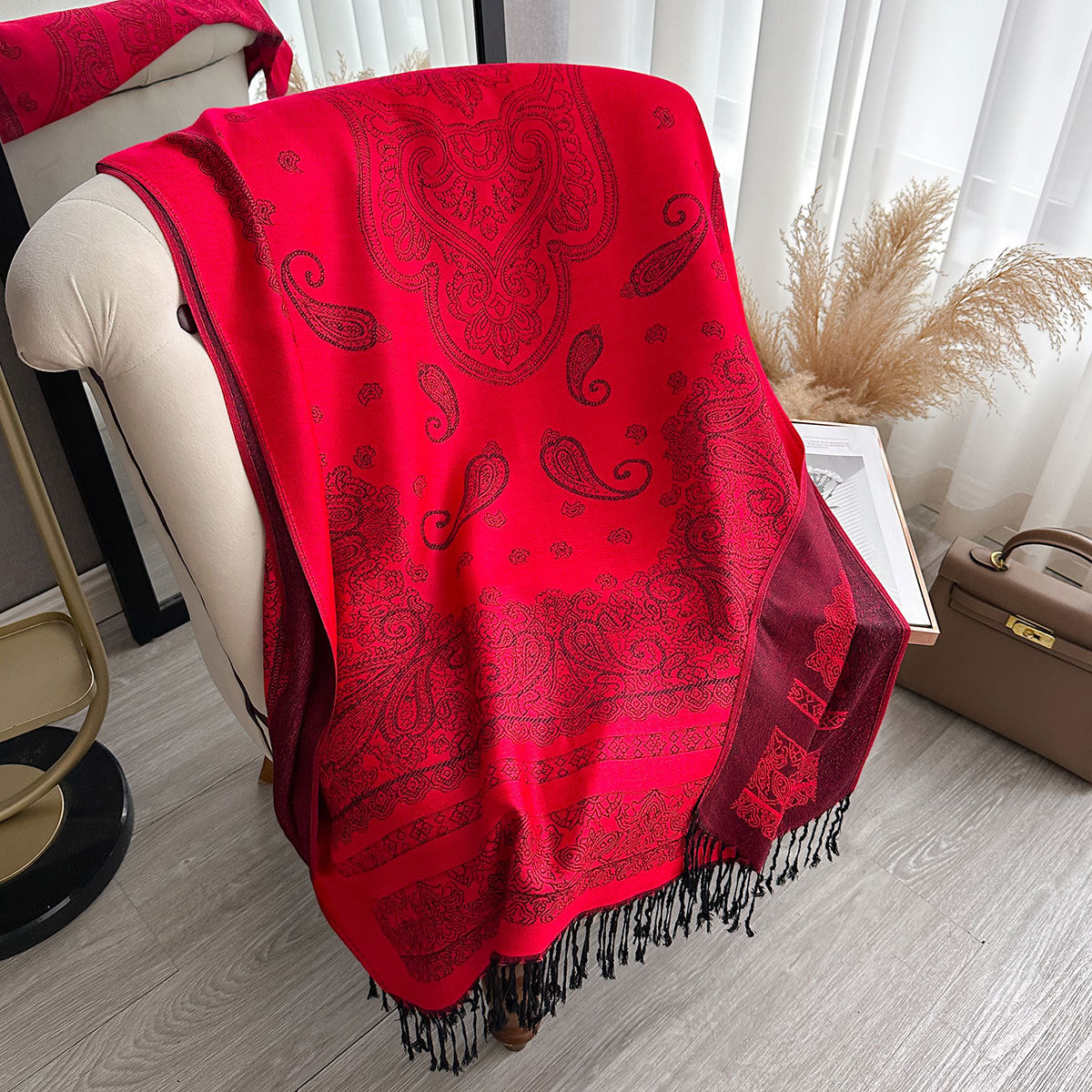 ZM001  Cashew Print Faux Cashmere Double-Sided Autumn Winter Scarf