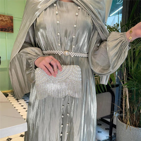 LGS  Muslim clothing flowing yarn three-piece dress