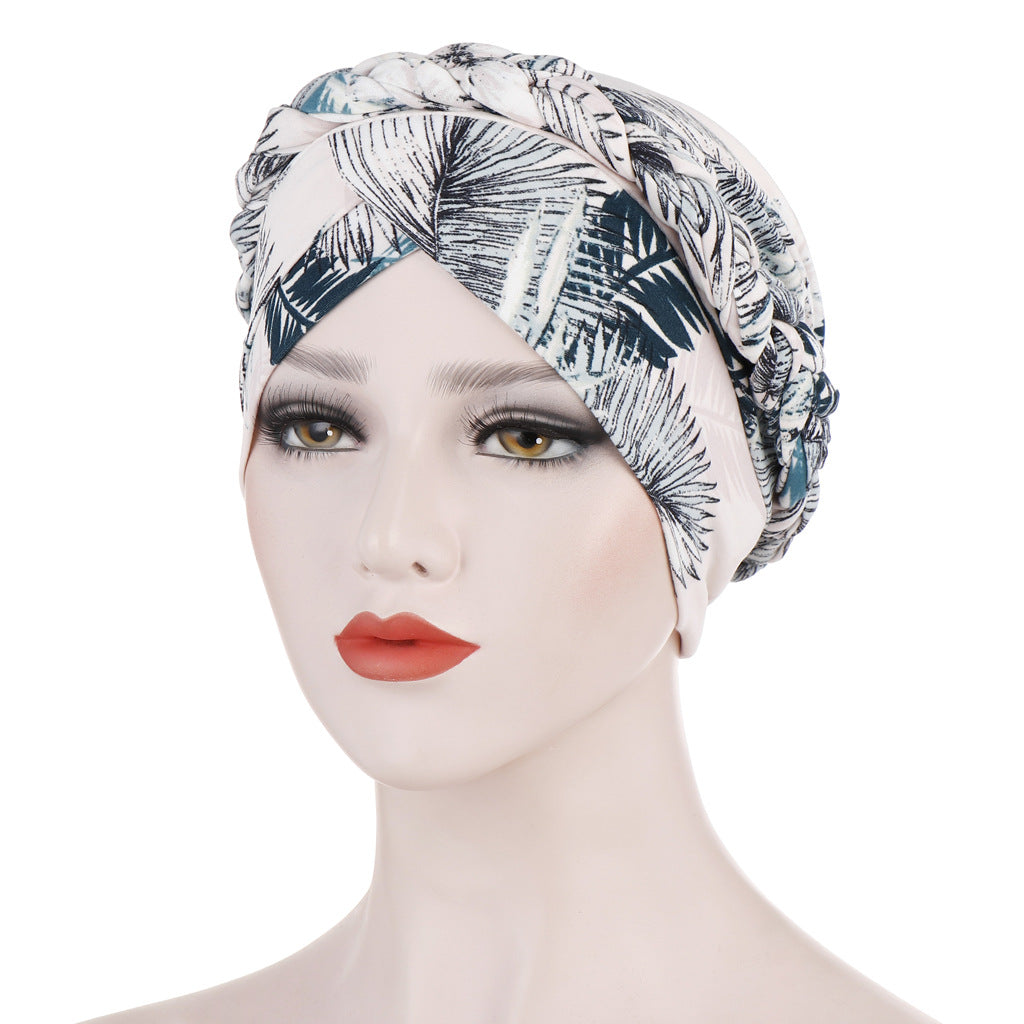 TJM-花布短辫 printed Milk silk hijab turban hat