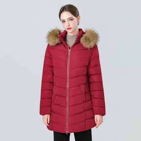 YAXF-8809  Women's Mid-Length Slim Winter Cotton-Padded Puffer Jacket