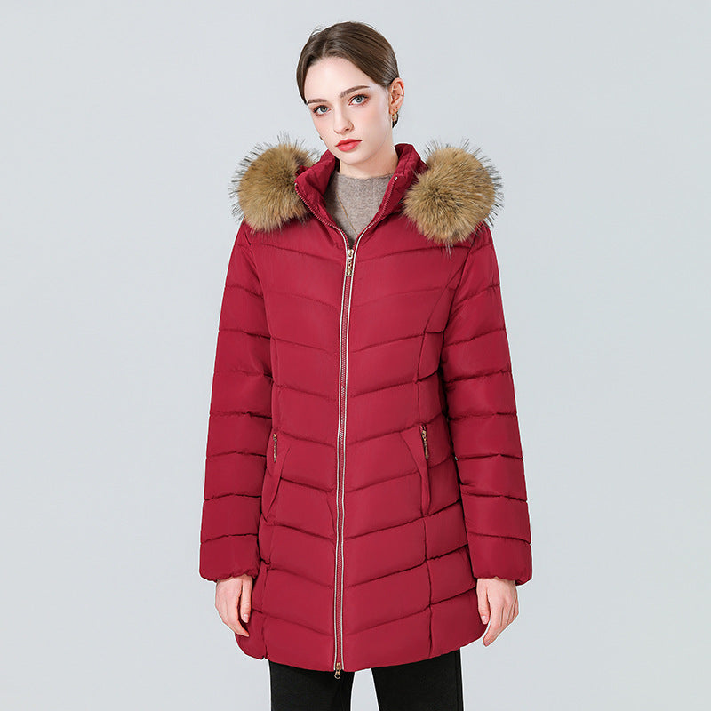 YAXF-8809  Women's Mid-Length Slim Winter Cotton-Padded Puffer Jacket
