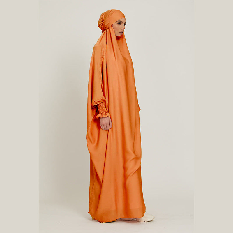 FG20-21484  Solid Nida Loose Sleeve Scarf Long Dress