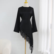 LR1180&LR1185  Back-Tie Waist-Cinched Viscose Long Sleeve Top + Skirt Set-Skirt Set - Mix & Match Set