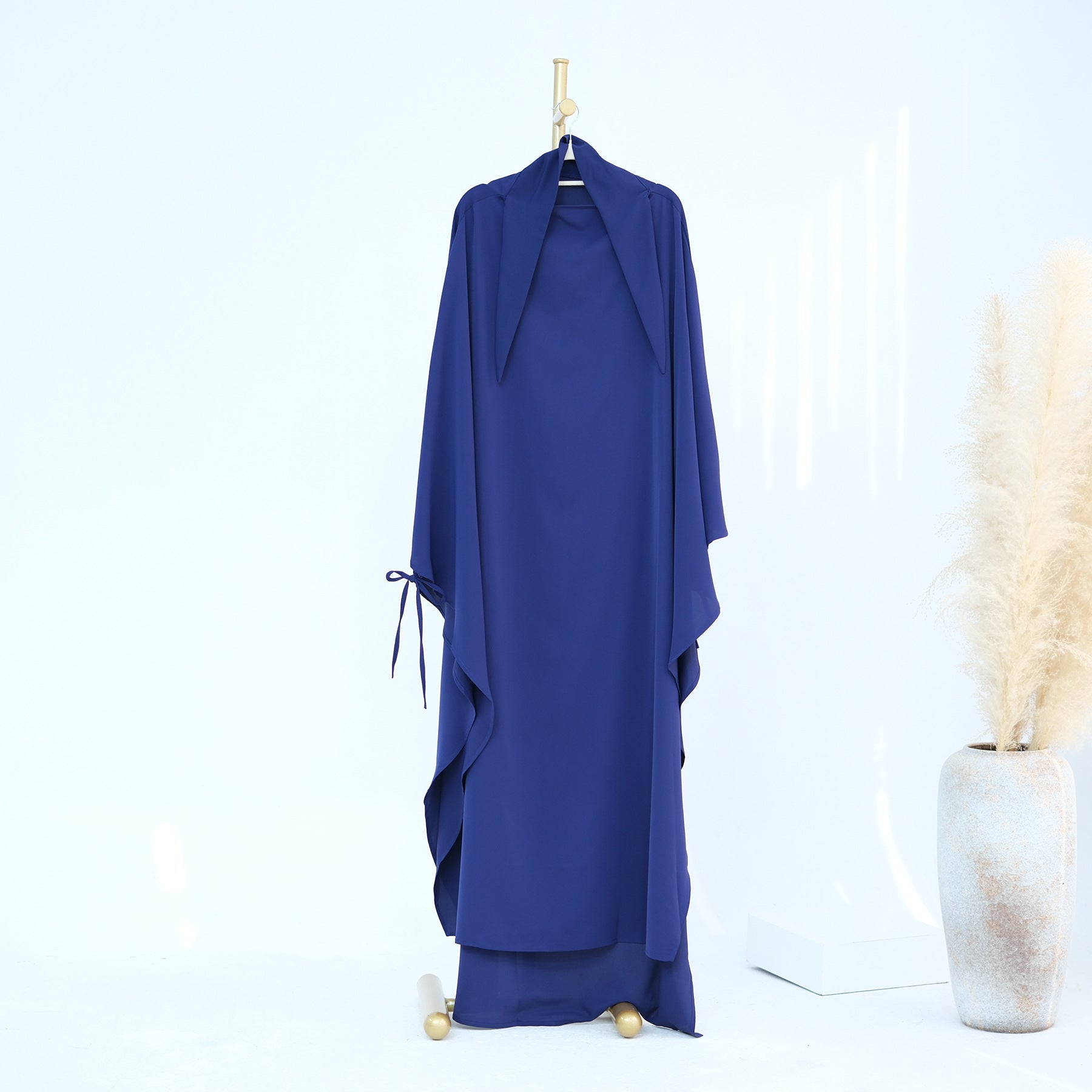 HJ931  Plain Nida Flared Khimar Hijab