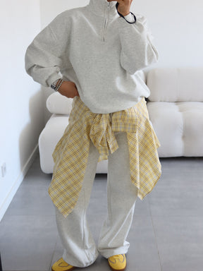 C56300  Women's Oversized Half-Zip Sweatshirt & Drawstring Sweatpants Set