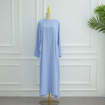 LR1046  Plain Tie-Waist Nida Dress