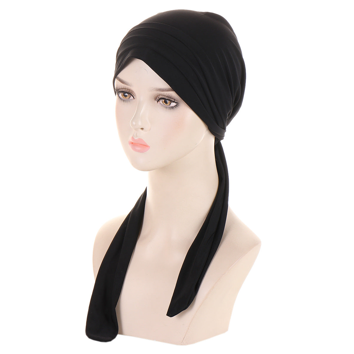 pleated plain hijab turban hat