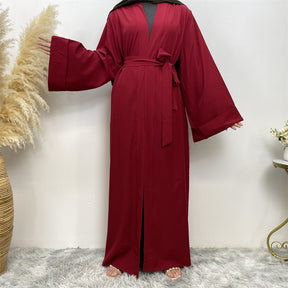 1763 plain muslim abaya cardigan dress