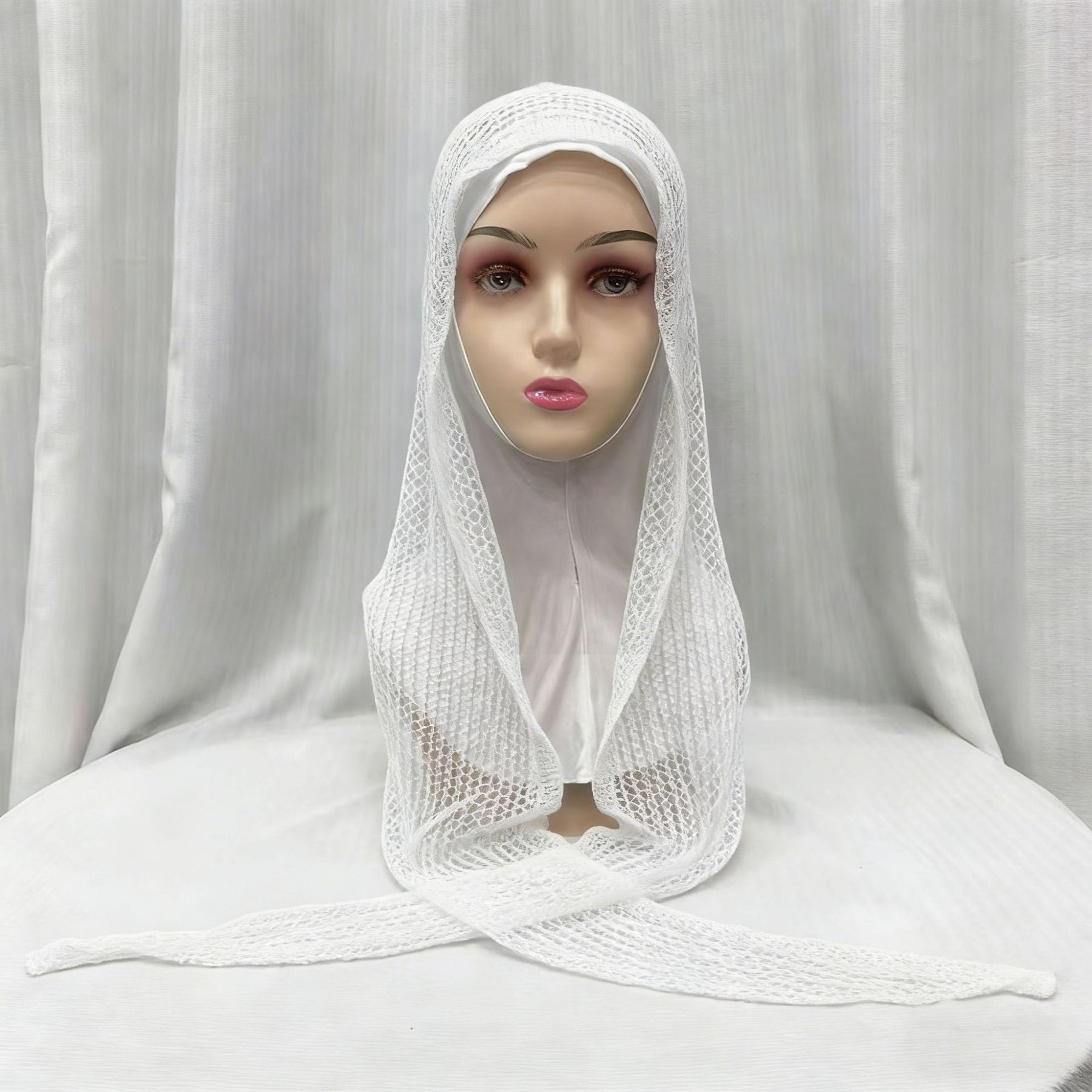 QK685 Exquisite Shiny Thread Diamond Hollow-out Muslim Hijab cap