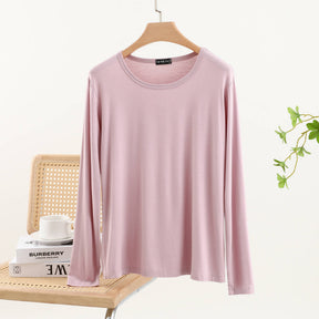 JC001  Crew Neck Modal Long Sleeve Loose Stretch Top