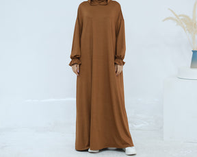 LR958  Plain Polyester Plus Size Long Sleeve Hooded Casual Dress