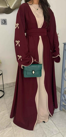 LR962  Plain Bow Abaya Dress Set