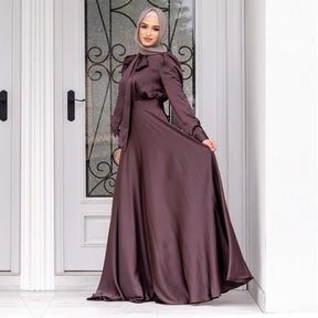 M160 Cross-border foreign trade women's dress Muslim fashion big swing satin dress