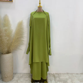 LR618  Plain Flared Abaya Dress Set - Casual Everyday Wear