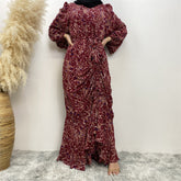 6669 printed floral muslim abaya dress