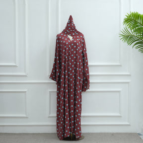 LR1119  Women's Vibrant Polka Dot Cardigan & Hijab 2-Piece Set