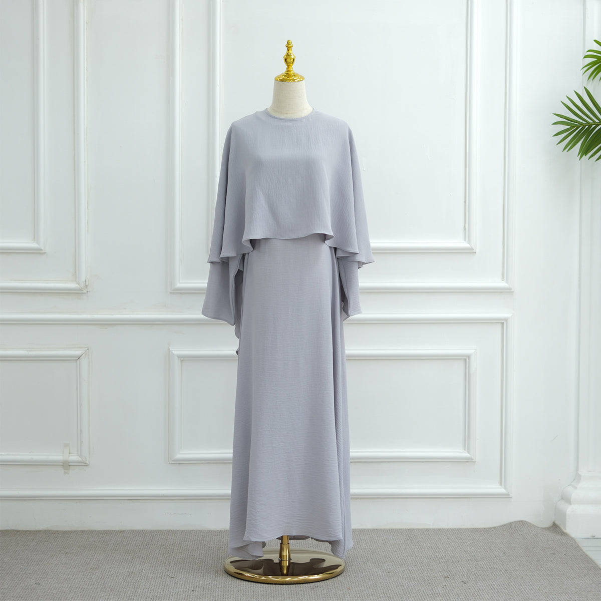 LR1001  Fitted Polyester Abaya & Cape Two-Piece Set