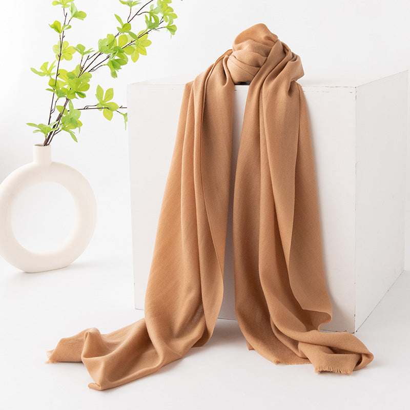 FHY24-7010 Solid color wool scarf hijab plain hijab/tudung winter scarf