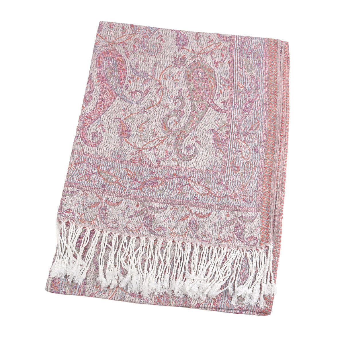 WJ046  Paisley Faux Cashmere Tassel Layering Scarf