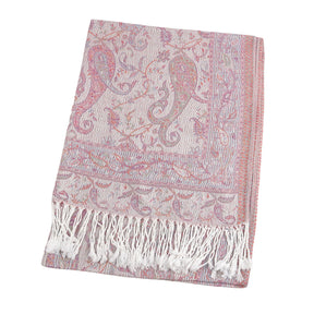 WJ046  Paisley Faux Cashmere Tassel Layering Scarf