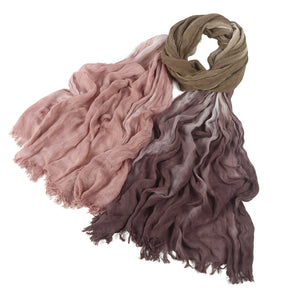 SS009  Modal Tie-Dye Oil Painting Style Two-End Fringed Crinkled Hijab