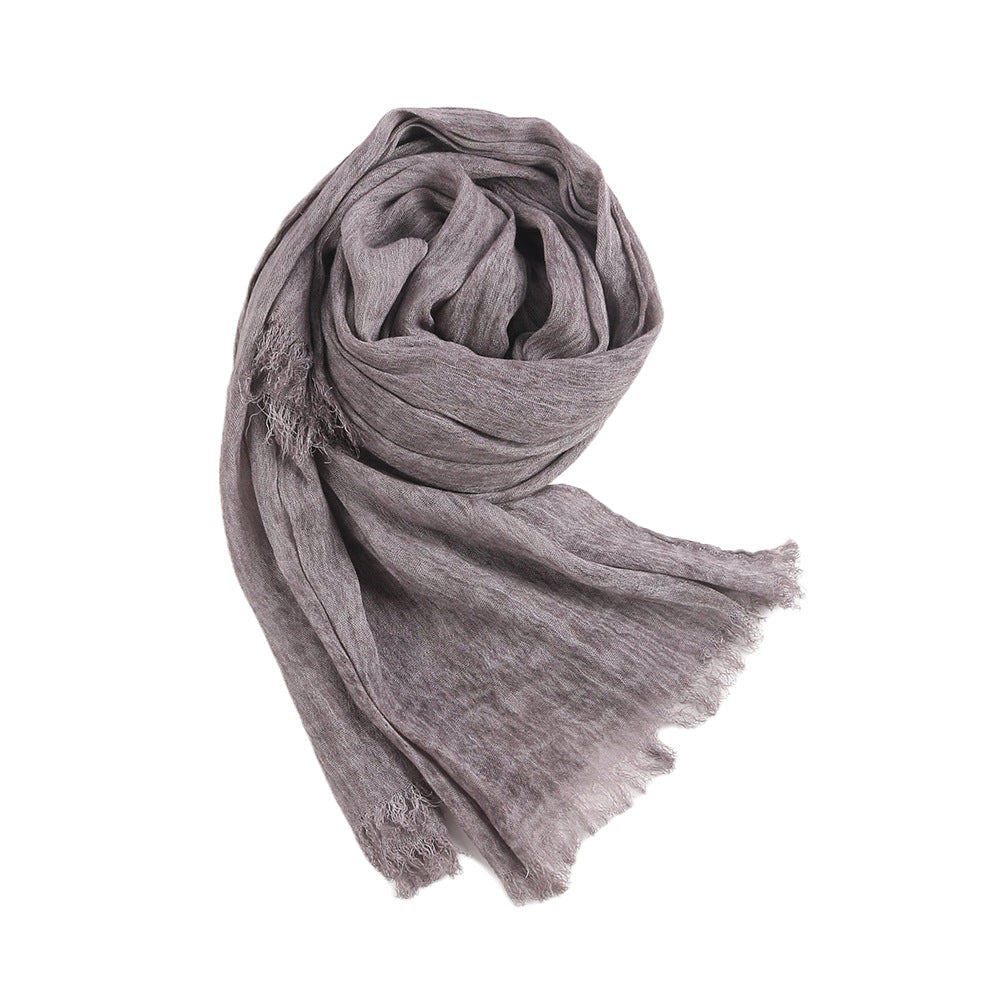 WJ070  Crinkled Rayon Scarf, Finished with Side Fringe