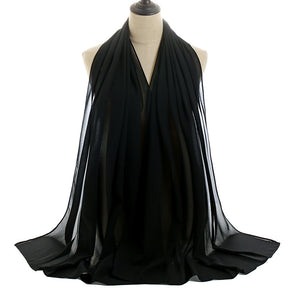 YW016  Plain pearl chiffon hijab