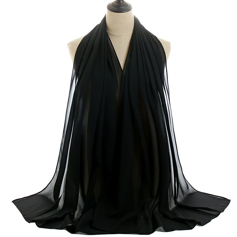 YW016  Plain pearl chiffon hijab