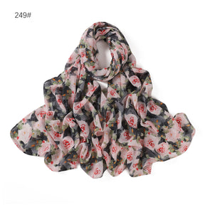 YH248-257 Pearl Chiffon Flower Pattern Printed