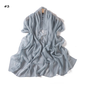 YZ375  Plain Silver Thread Crinkled Chiffon Hijab