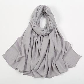 VS709  Cross-border Malaysia fashion monochrome cotton wrinkle long scarf foreign trade new polyester cotton scarf women