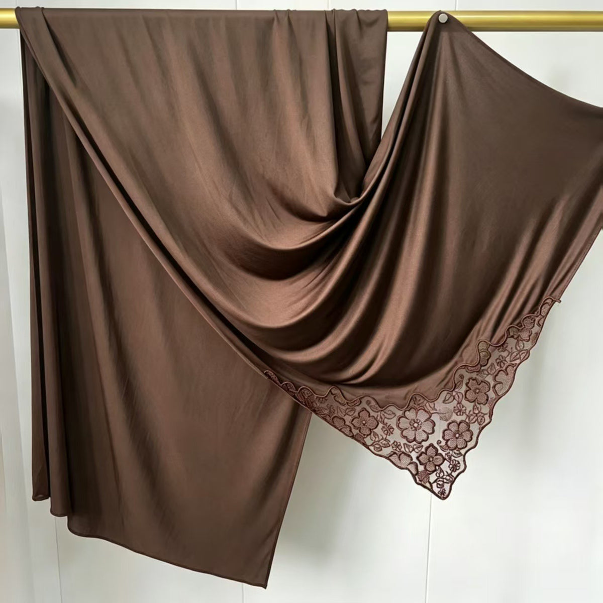 YTCXHB  Plain Embroidered Lace Liquid Jersey Hijab