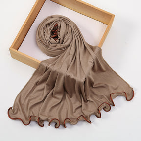 SW053  Plain Mercerized Cotton Jersey Wavy Edge Hijab