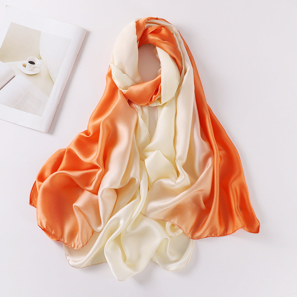 ZS016 gradient color Simulated silk hijab scarf