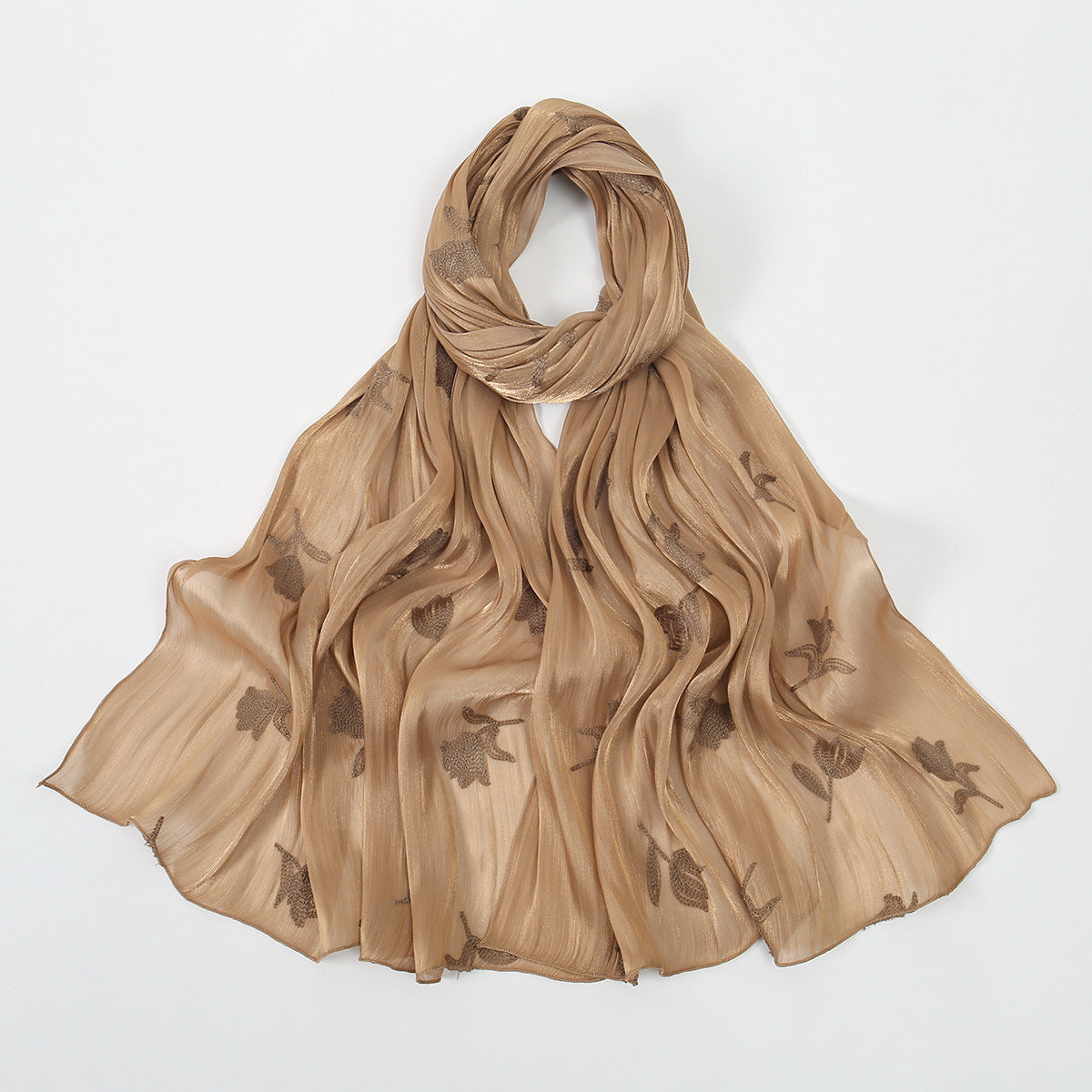 VE141  Sea Island Silk Embroidered Breathable Fashion Hijab