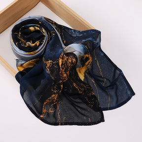 MSL395  Modal printed double stitch scarf