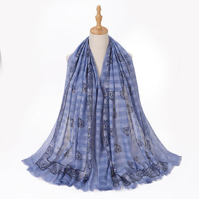 MSL276  Gold stamping hijab with gold thread - MOQ:2