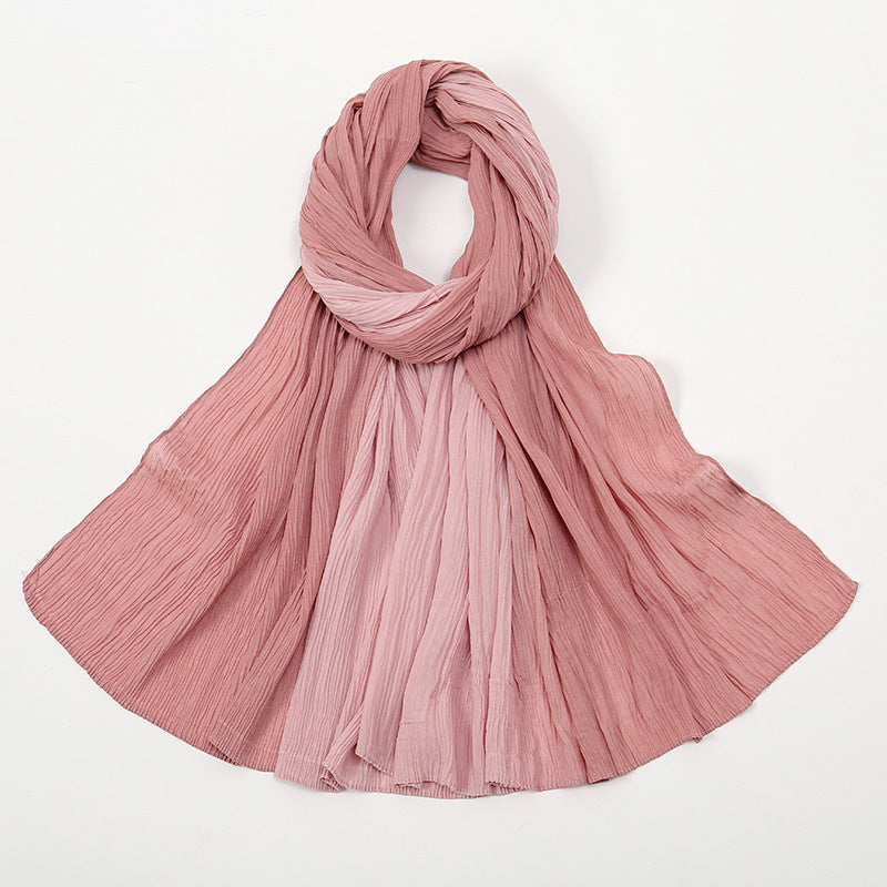 VS0801  New Gradient Color Ruffled Solid Color Women's Scarf